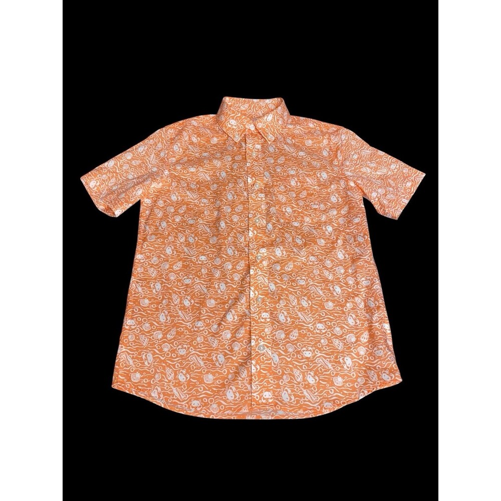 Souther Tide Boys Large Shell Printed Intercostal Short Sleeve Button-Down Shirt